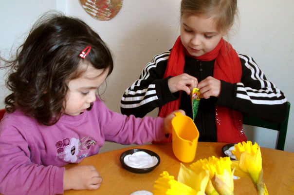 Kindertagespflege Tagesmutter Braunschweig: Kresse säen bei TiQ! in Querum.