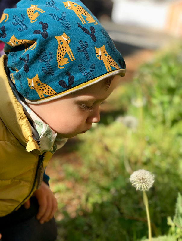 Die TiG! Tageskinder entdecken gemeinsam mit ihrer Tagesmutter Pusteblumen und bringen die kleinen Schirmchen auf ihren weiteren Lebensweg.